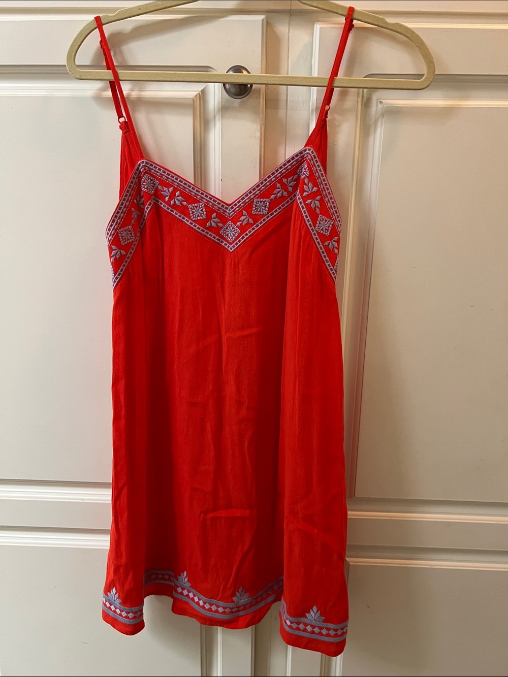Altar'd State Red Embroidered Spaghetti-Strap Dress